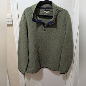 Merona XL Olive Quilted Pullover with Navy Hem